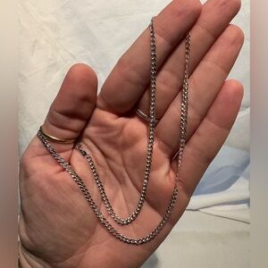 925 sterling silver – Cuban curb chain necklace – 18″ – 3 mm